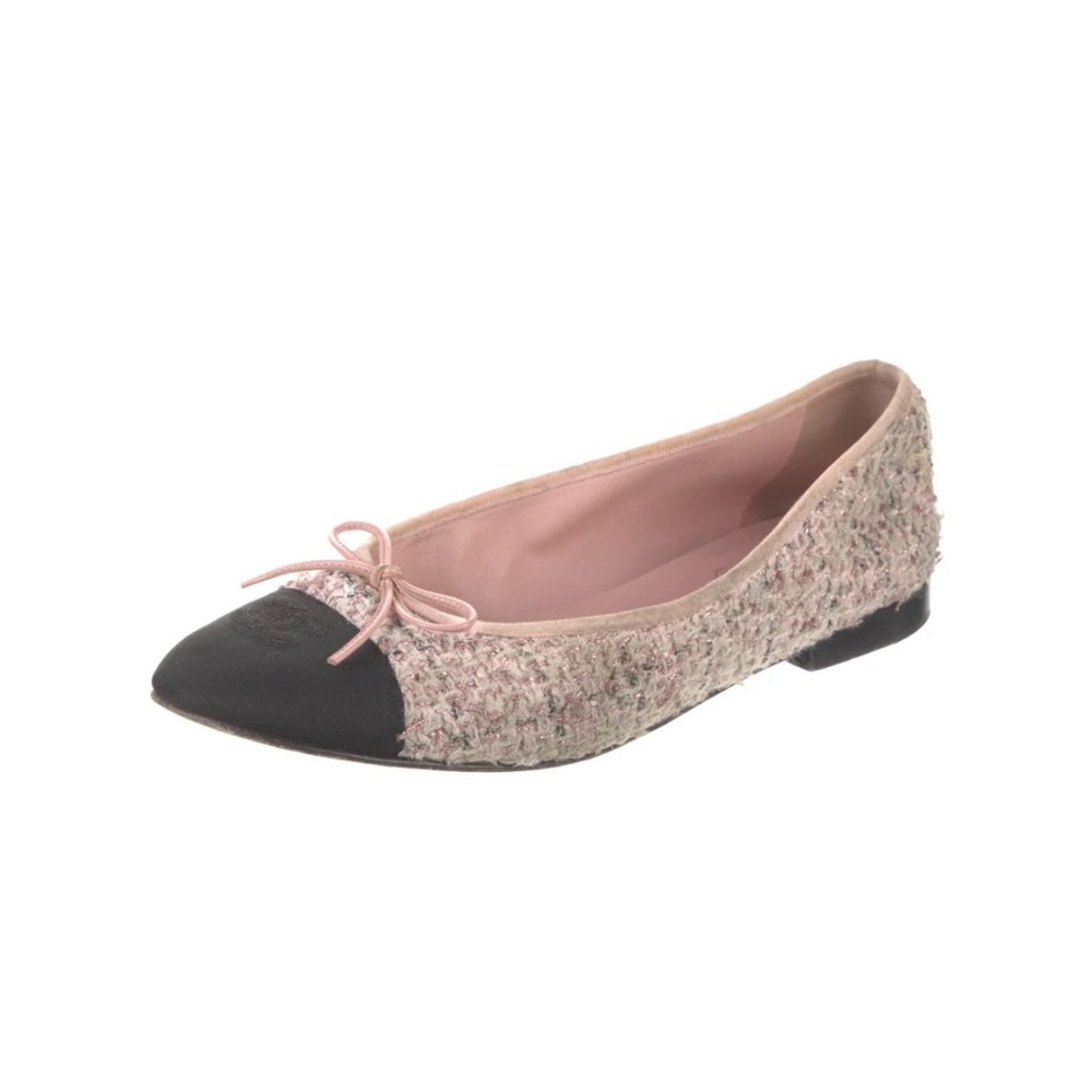 Chanel Tweed Ballet Flats - Pink and Black